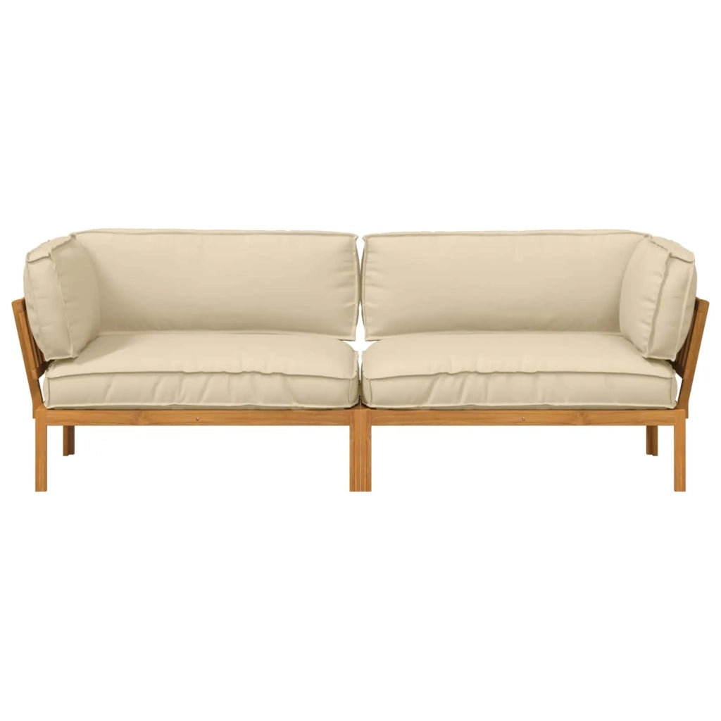 Set di divani con cuscino 2 pcs Beige Legno di Acacia Massello 3418527