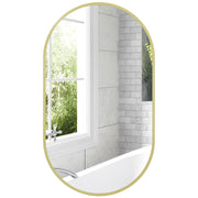 Specchio da Bagno Ovale con Cornice in Alluminio ¨C zephmum ¨C Dorato 40x70 cm