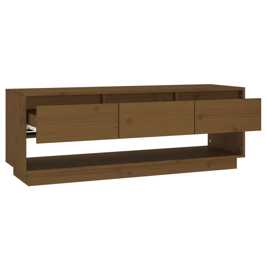Mobile Porta TV Ambrato 110,5x34x40cm in Legno Massello di Pino 813847