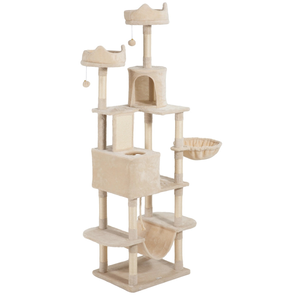 Albero tiragraffi per gatti grande con piattaforme e cuscini ¨C zephmum ¨C 206 cm beige