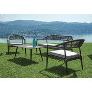 Salotto Milano In Alluminio Antracite + Seduta E Schienale In Wicker Grigio Moia