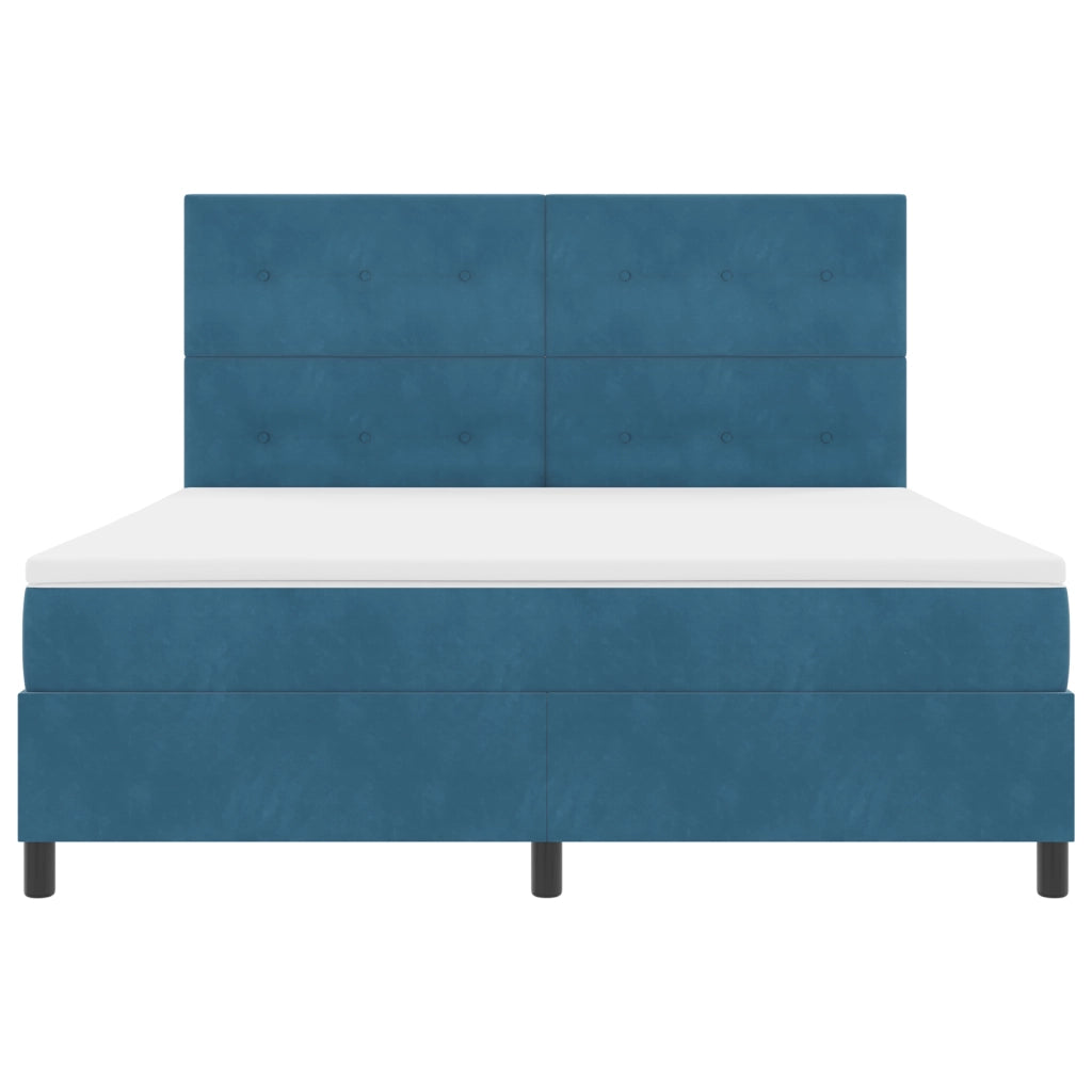Letto Box Spring con Materasso e LED Blu Scuro 180x200 cm Velluto