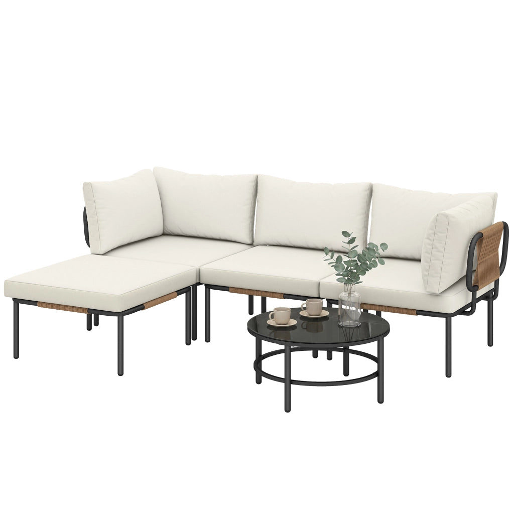 Set Giardino 5 Pezzi ¨C Zephmum ¨C Polyrattan con Cuscini Grigio, 180x90x75 cm