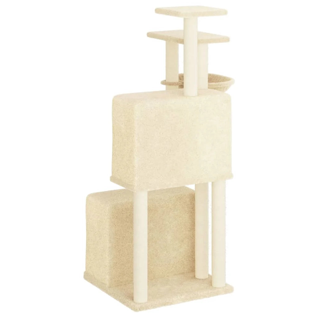 Tiragraffi per gatti torre per arrampicata giocattolo piattaforma per arrampicata con tiragraffi in sisal 122 cm crema 02_0022462