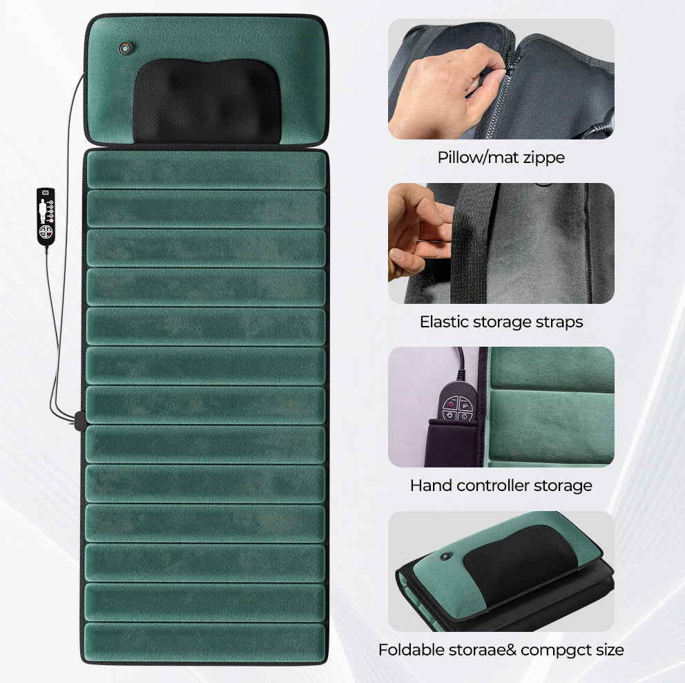 Cuscino massaggiante ULEVR per collo, spalle, schiena e fianchi con calore a 3 livelli, memory foam, verde antico