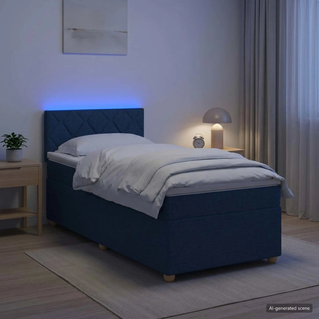 Letto box spring con materasso Blu 100 x 200 cm Tessuto 3452365