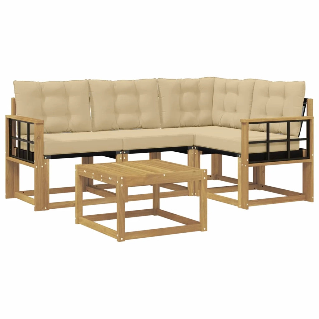 Set di divani da esterno 5 pz Bianco e Beige 3389459