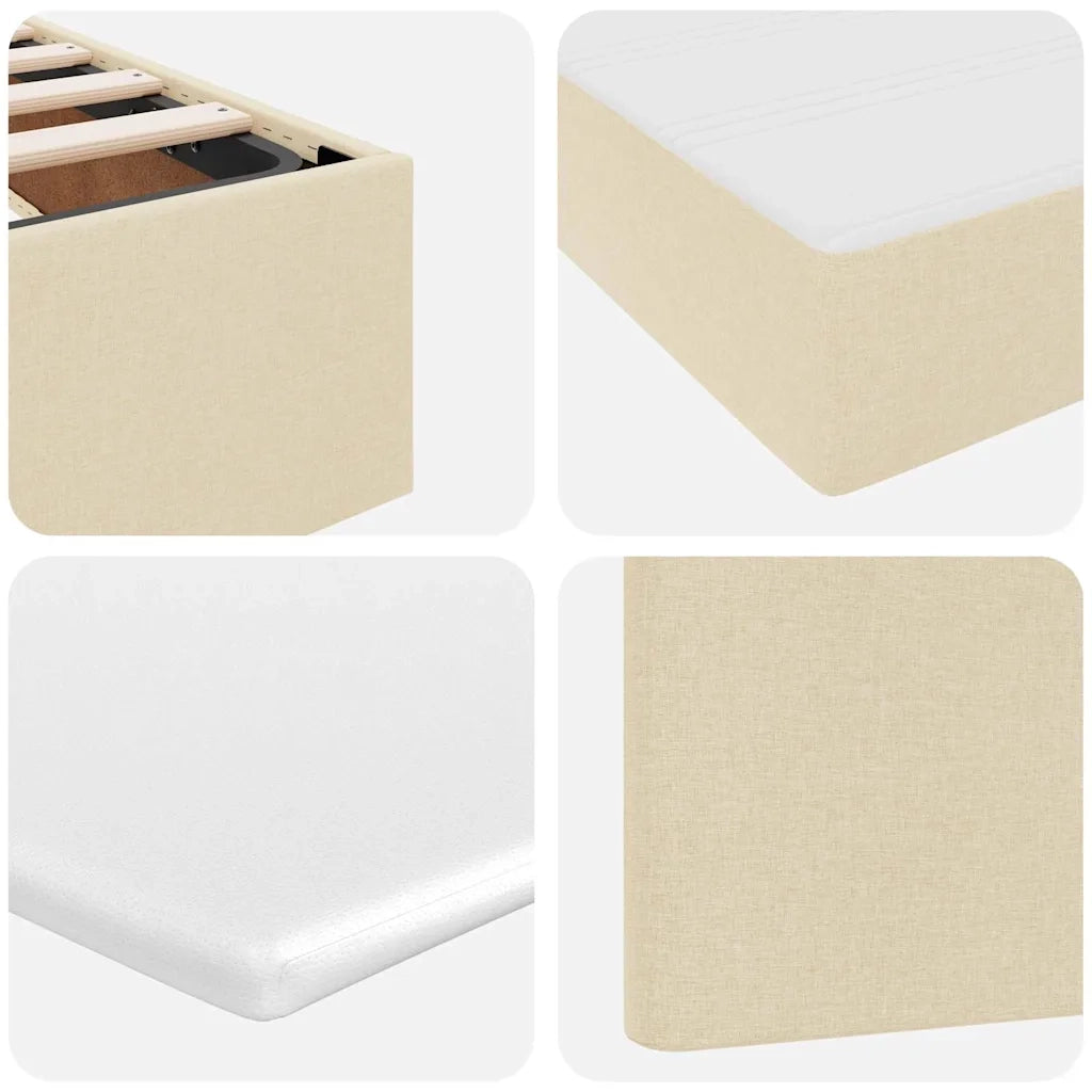 Letto con Contenitore con testiera Crema 180 x 200 cm Tessuto