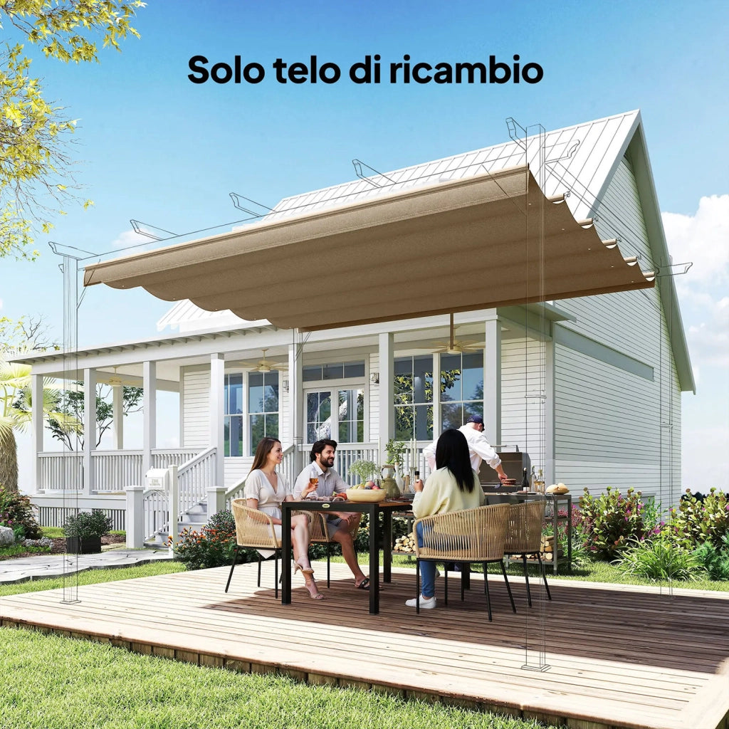 Telo per Pergola 250x255 cm con 10 Fori di Drenaggio in Poliestere Marrone Chiaro