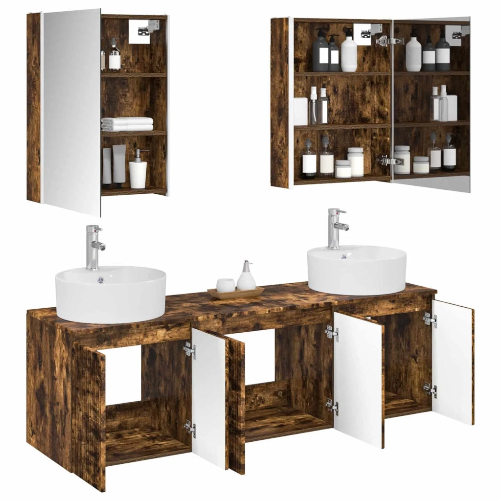 Set di Armadi da Bagno 5 pcs Rovere Fumo Legno ingegnerizzato 3406451