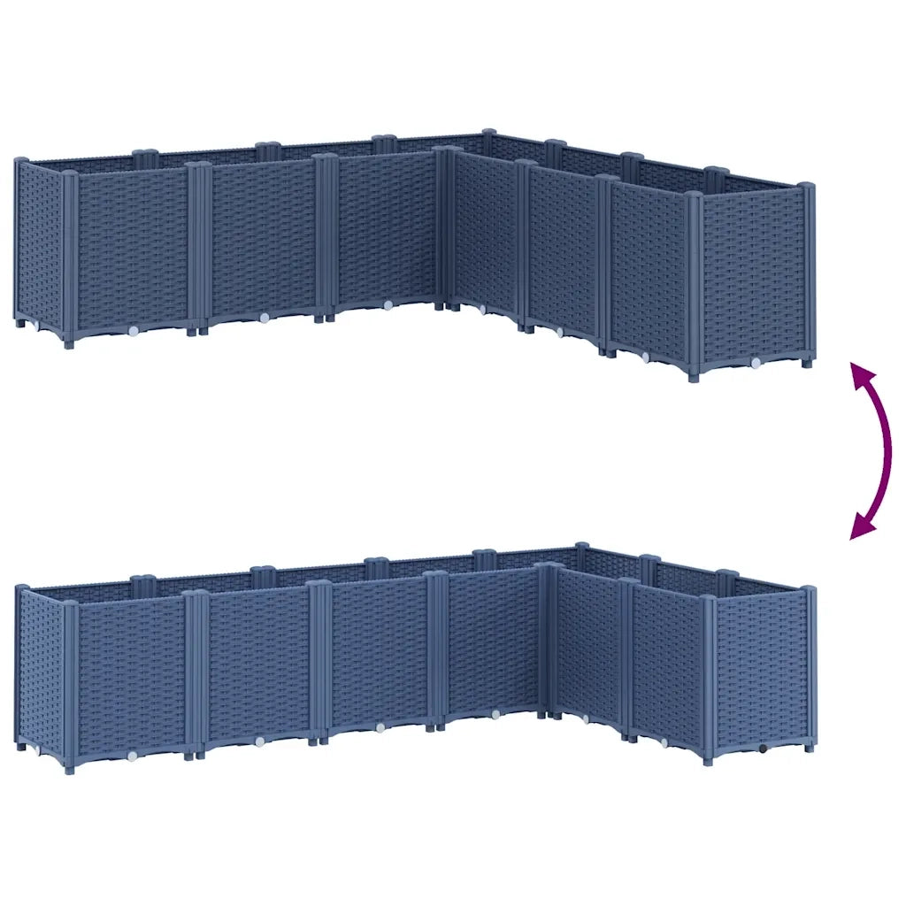 Fioriera | Cassetta per fiori | Vaso da Giardino Grigio Blu 160x160x53 cm in PP