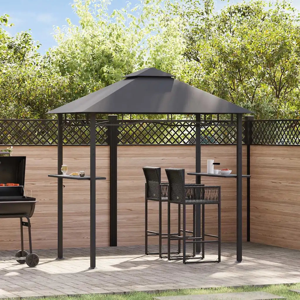 Gazebo per Barbecue 240x150x255 cm Antracite in Acciaio