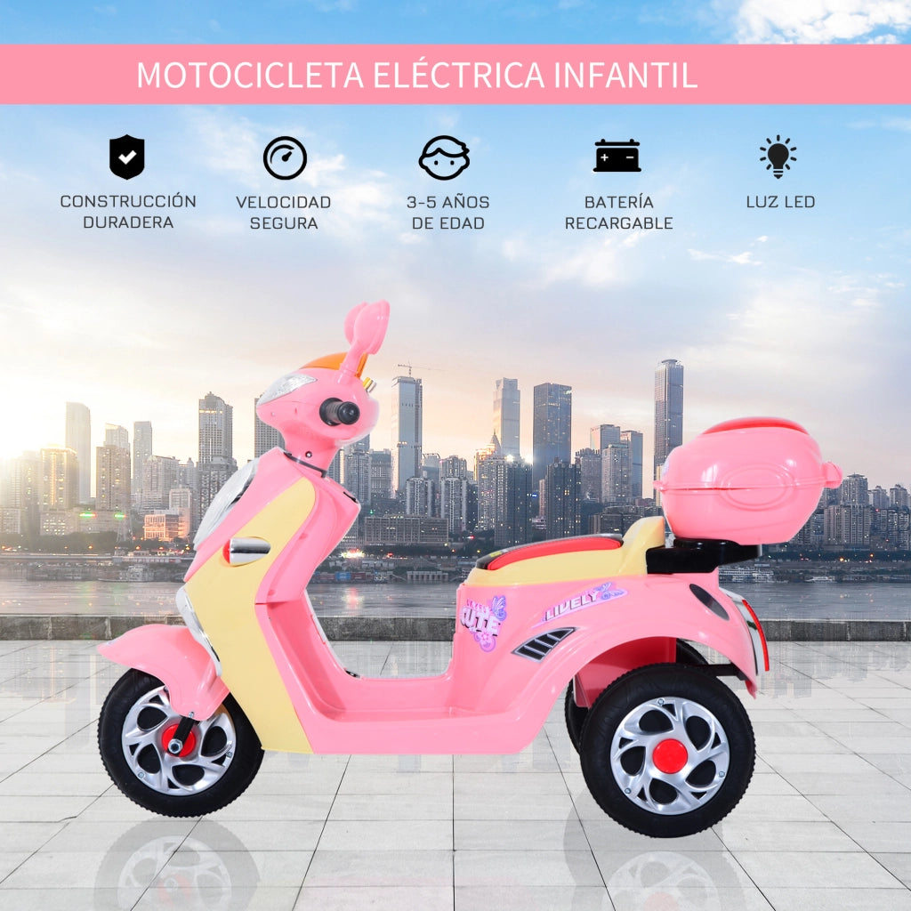 Triciclo Elettrico Moto per Bambini ¨C zephmum ¨C Rosa 108x51x75cm