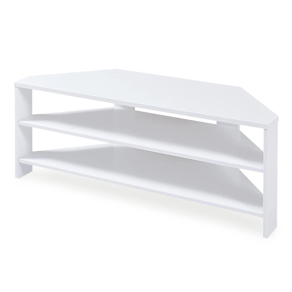 Mobile Porta TV Berg con 2 Ripiani Espositore Angolare 110 x 36 x 42 cm - Bianco [en.casa]