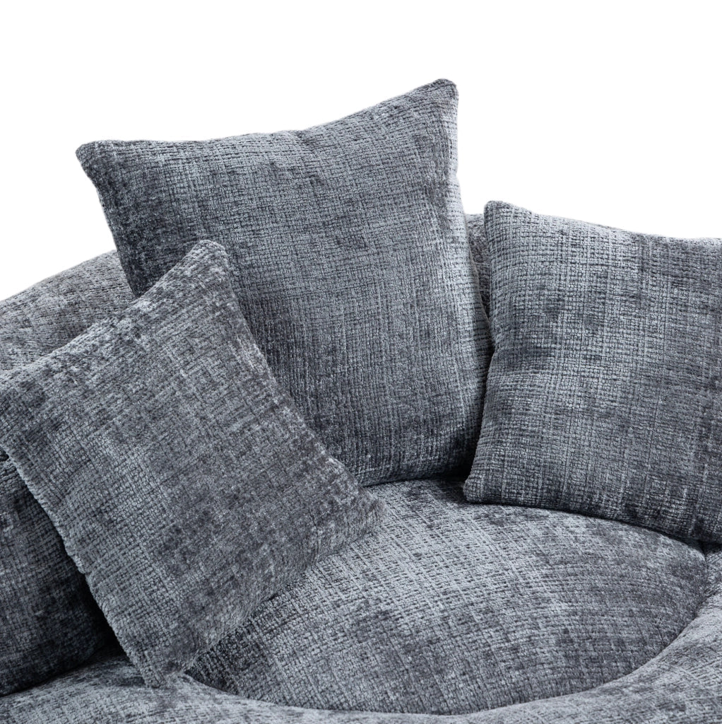 Poltrona sacco lazy sofa in ciniglia grigio 108x108x52 cm; seduta ampia