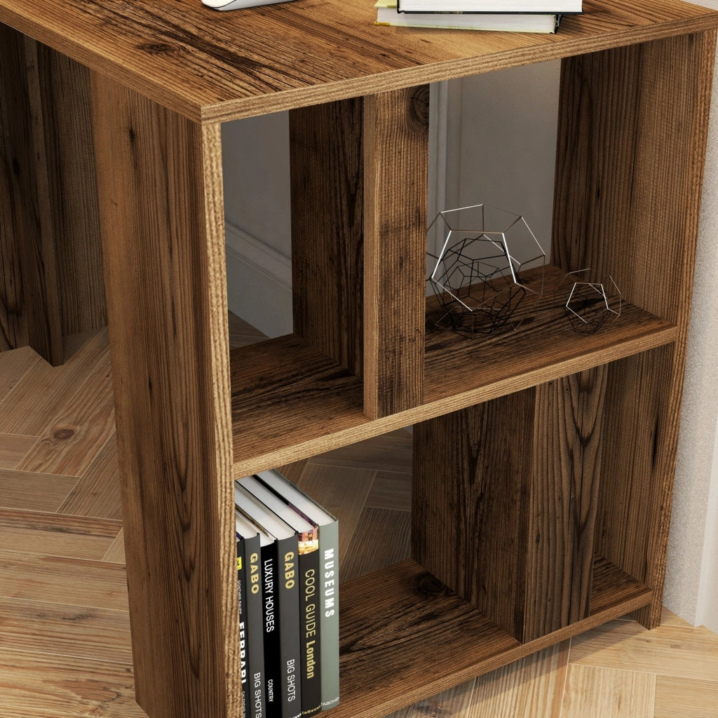 Corfinio, Scrivania 3 Ripiani, 120x60x75h cm Marrone Noce