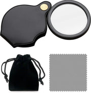 Leggio portatile da lettura con ingrandimento 15x - Leggio portatile con panno di pulizia e fodero, include lente di ingrandimento