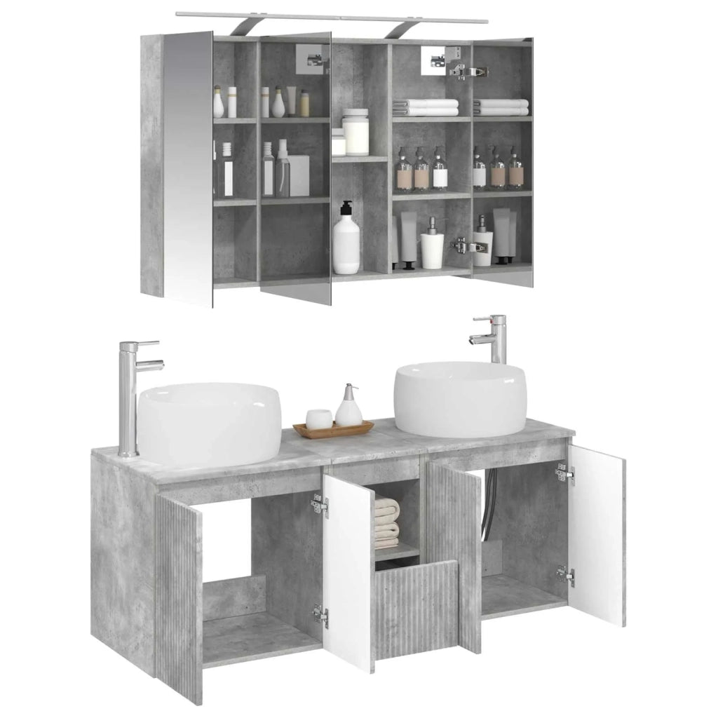 Set di Armadi da Bagno 4 pcs Grigio Cemento 3406538