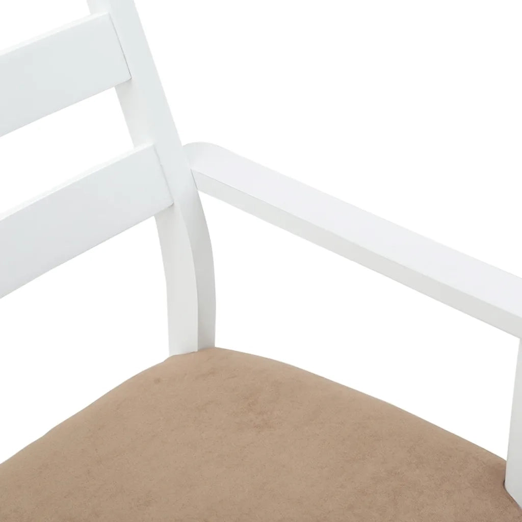 Sedie da Pranzo con Cuscini 2 pz Bianco Legno Massello di Hevea