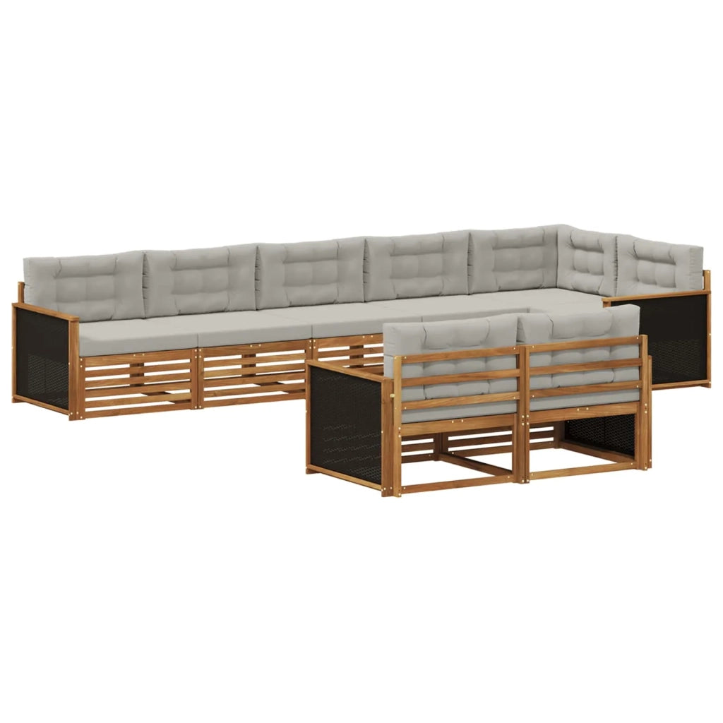 Set di divani da esterno 8 pz Naturale e Grigio Chiaro 3383494