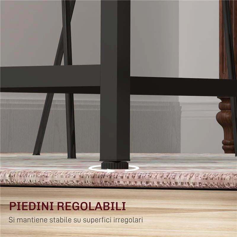 TAVOLO DA PRANZO PER 6 PERSONE STILE INDUSTRIALE IN LEGNO E ACCIAIO, 150X80X75 CM, MARRONE