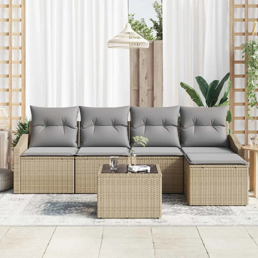 Set di divani 6 pcs Beige e Grigio Chiaro polyrattan 3355359