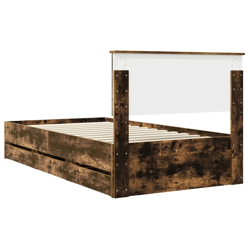 Struttura del letto con cassetto Rovere fumé 100 x 200 cm 3410739