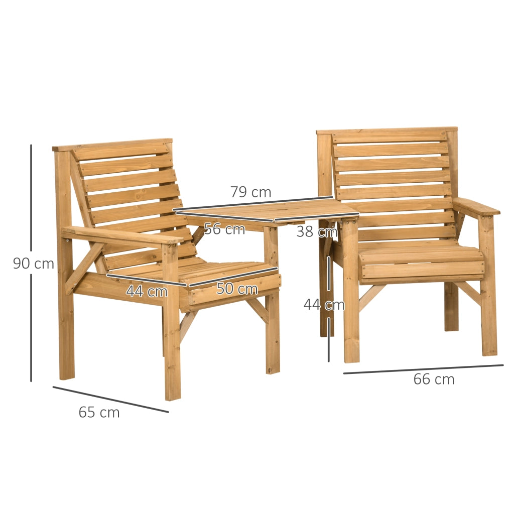 Bistrot da giardino in 3 pezzi in legno resistente alle intemperie; design lamellare con foro per ombrello; marrone