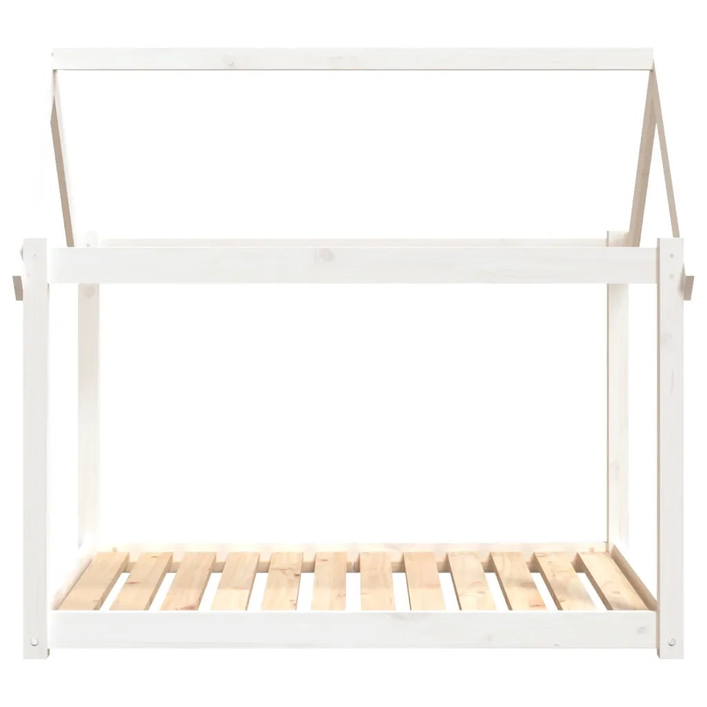 Cuccia per Cani Bianca 111x80x100 cm in Legno Massello di Pino 822218