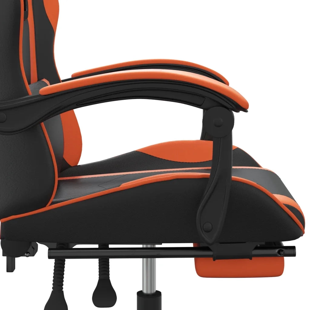 Sedia da Gaming Girevole Poggiapiedi Nero Arancione Similpelle cod mxl 75875