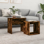 Tavolini Impilabili 2 pz Rovere Fumo in Legno Multistrato 815540