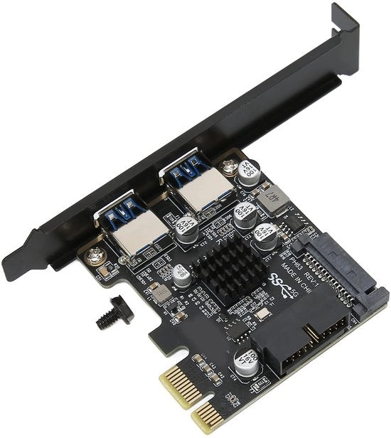 ONF3 - Adattore PCIe USB 3.0 - Carta di espansione PCI Express - Altezza completa - 4 porte USB 3.0 - Compatibile con OS e Linux - Stabilità migliorata
