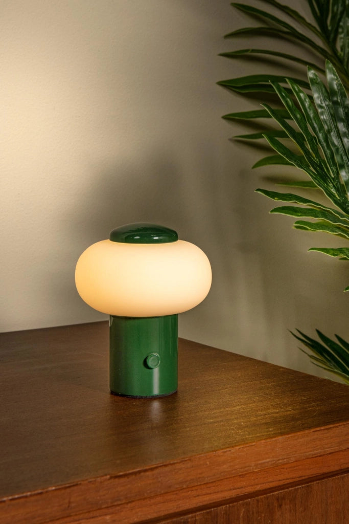 Lampada da tavolo LED GUSTAV verde vetro wireless Lucide
