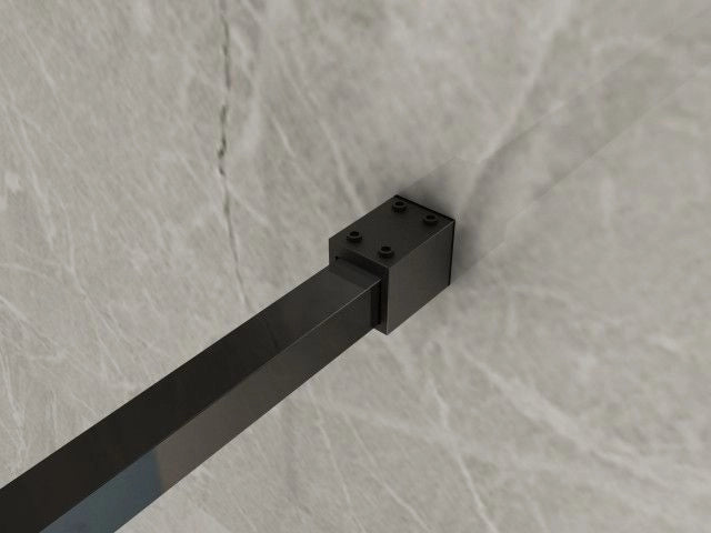 Parete Doccia Walk-In in Cristallo 8 mm Anticalcare Profilo Nero Stampa a riquadro - Misura : 120 x H195 cm 