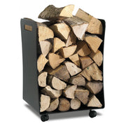 Portalegna con ruote acciaio nero 39x39 h.58 cm.  Made in Italy