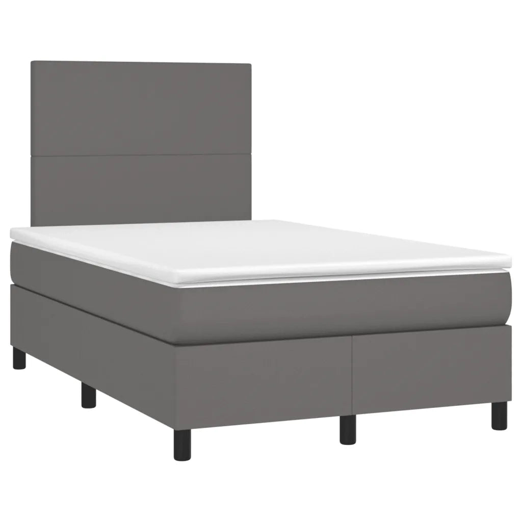 Giroletto a Molle con Materasso Grigio 120x190 cm in Similpelle