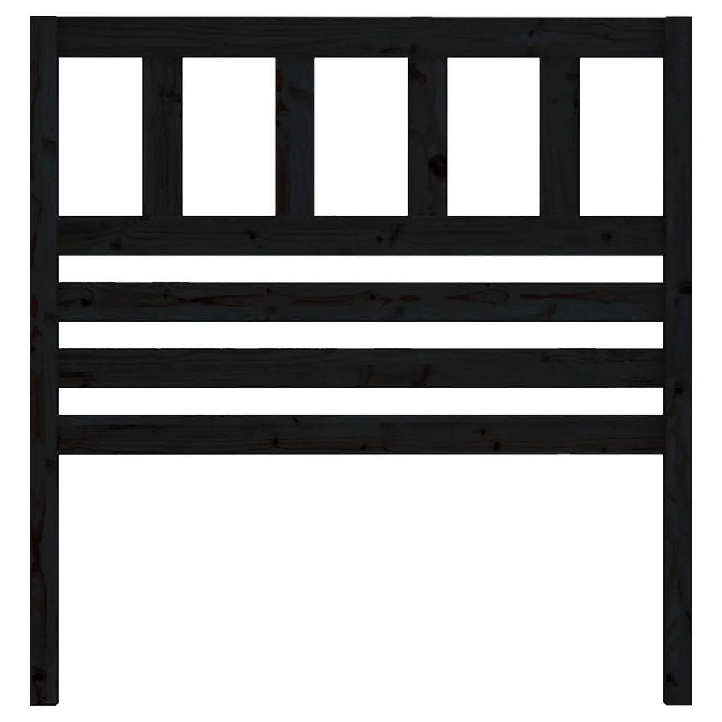 Testiera per Letto Nera 81x4x100 cm in Legno Massello di Pino