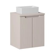 Set VANO cachemire opaco 50cm: mobile sotto lavabo con armadietti + piano per lavabo + lavabo rettangolare da appoggio bianco