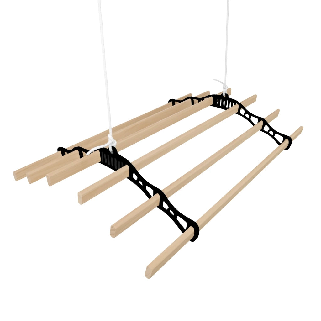 Stendibiancheria a Soffitto con Puleggia 6 Listelli 0,9m Nero