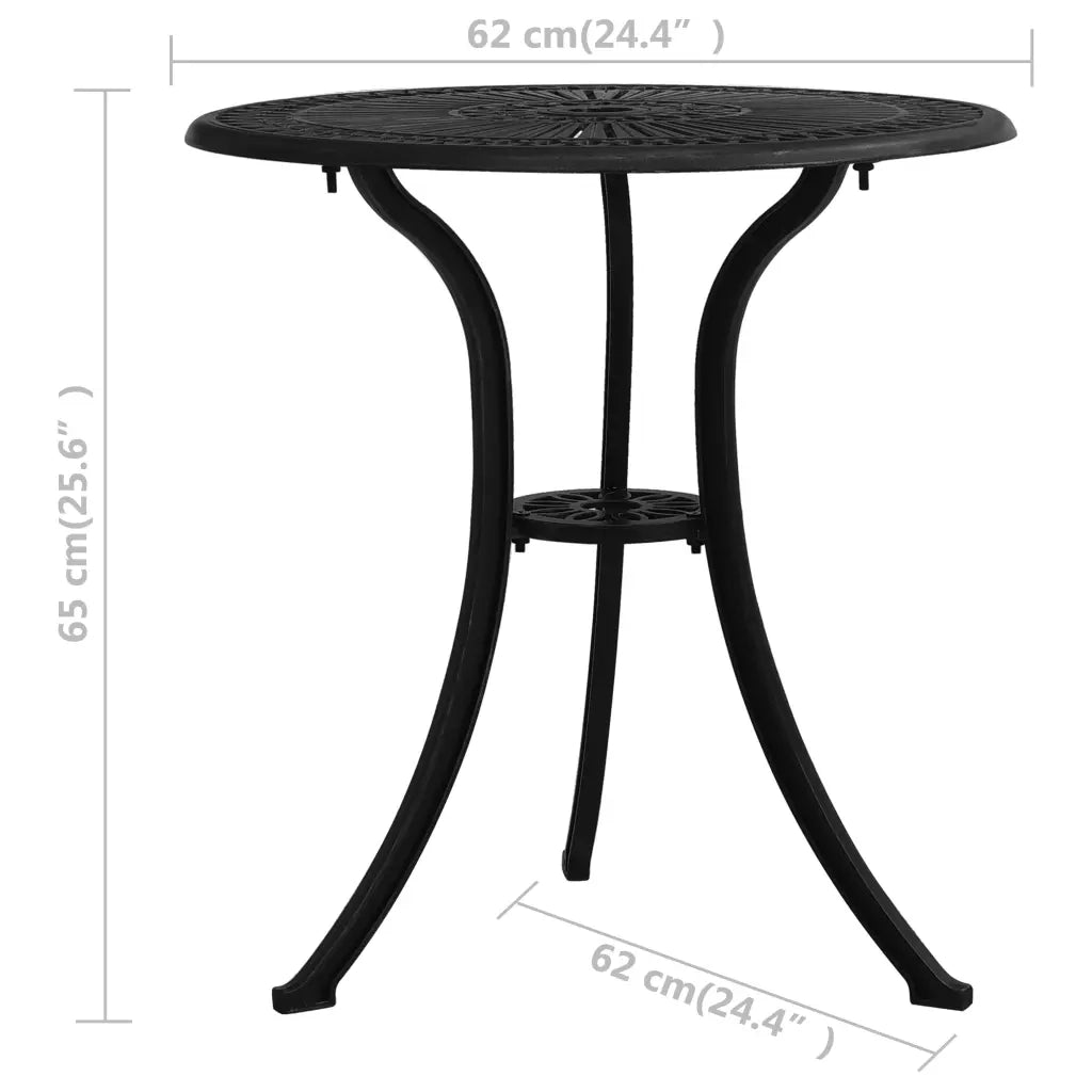 Tavolo da Giardino Nero 62x62x65 cm in Alluminio Pressofuso 315580