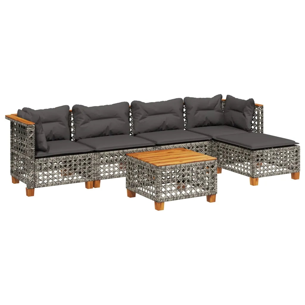 Set Divano da Giardino 6 pz con Cuscini Grigio in Polyrattan 3261795
