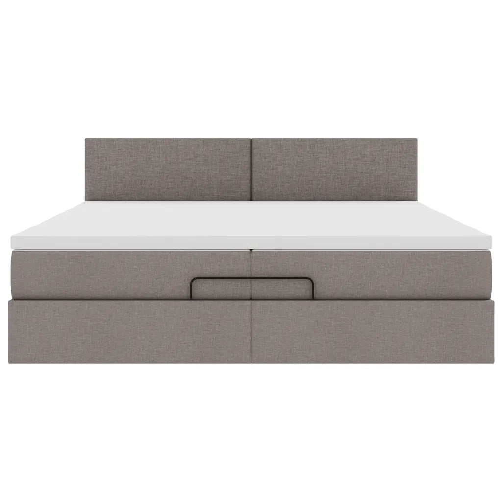 vidaXL Struttura Letto Pouf con Materassi Tortora 200x200 cm Tessuto