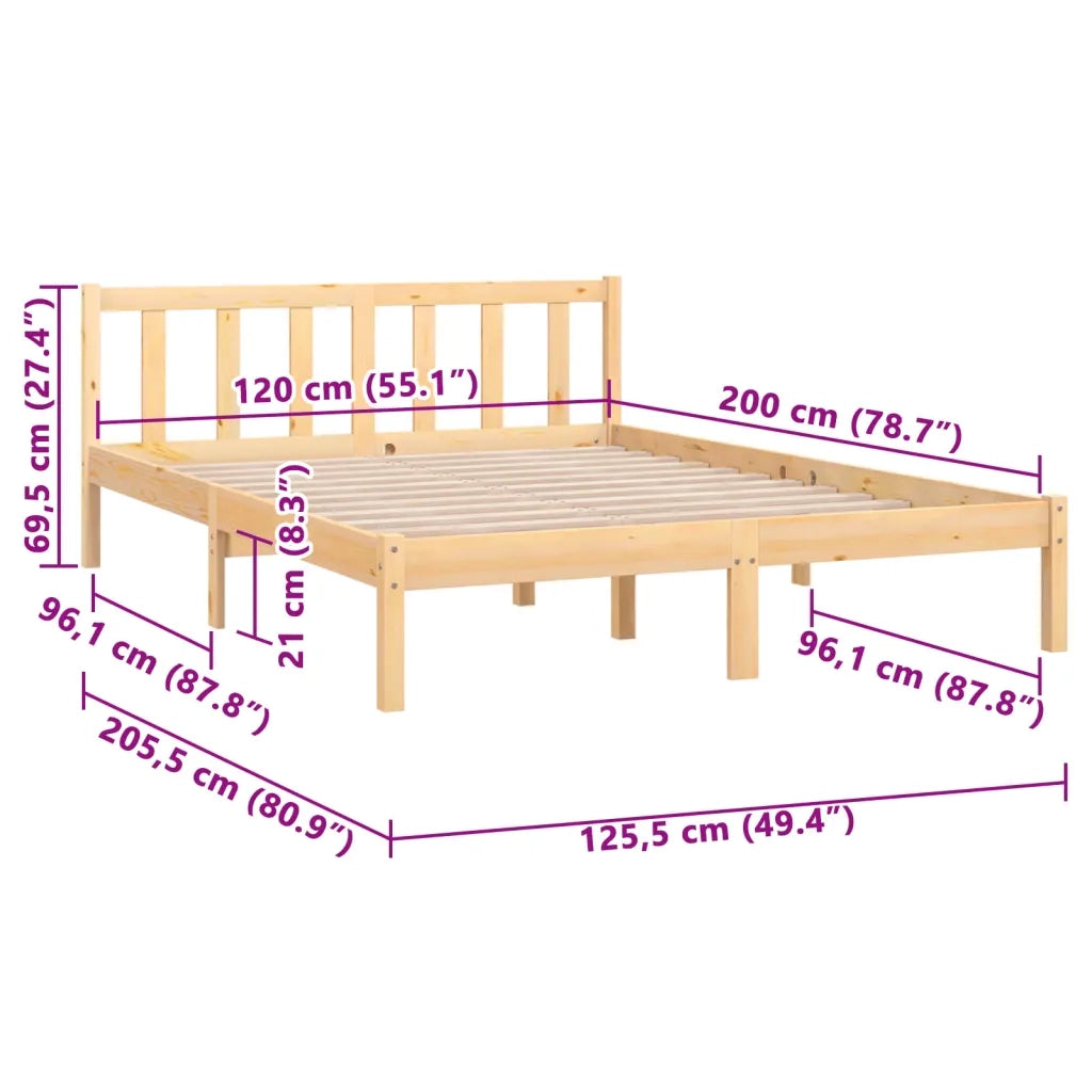 Giroletto-Struttura Letto in Legno Massello di Pino 120x200 cm 107231