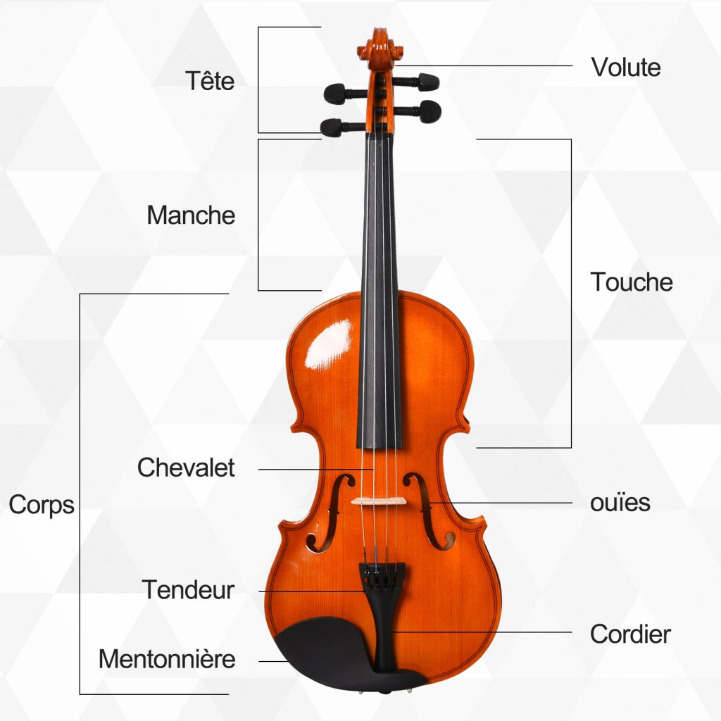 Violino 4/4 ¨C zephmum ¨C con custodia, accordatore, spalliera, archetto, colofonia, corde di ricambio e panno