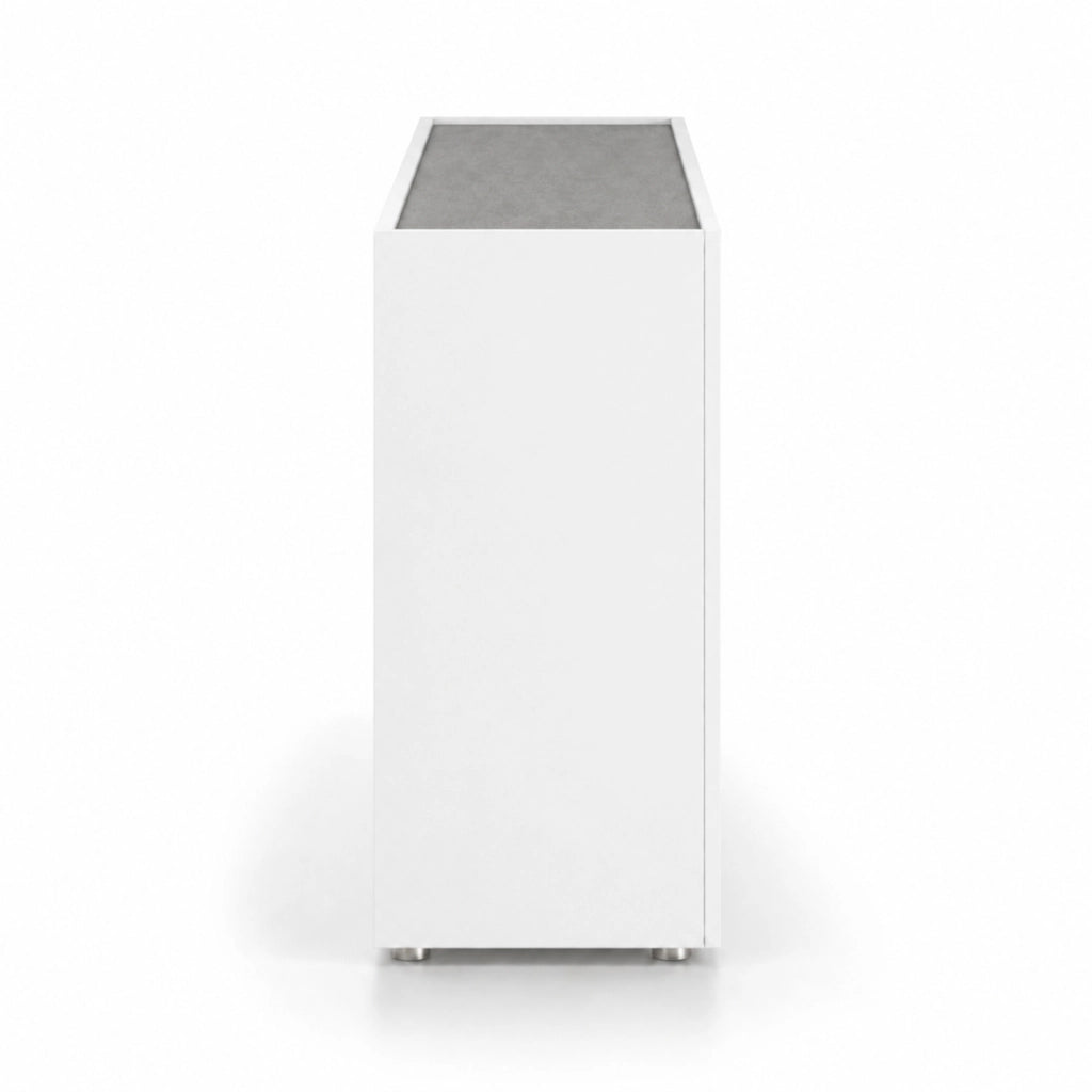 Credenza Contenitore Moderna Con 4 Ante E 1 Cassetto In Melaminico Design Minimal Senza Maniglie Per Sala Da Pranzo E Soggiorno 170 X 85 X 40 Cm Bianco E Grigio Cemento