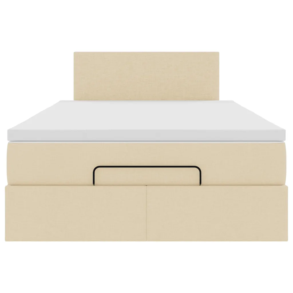 Pouf Letto con Materasso e LED Crema 120x190cm in Tessuto 3312213