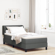 lettino box spring con materasso  grigio scuro 90x190 cm in tessuto