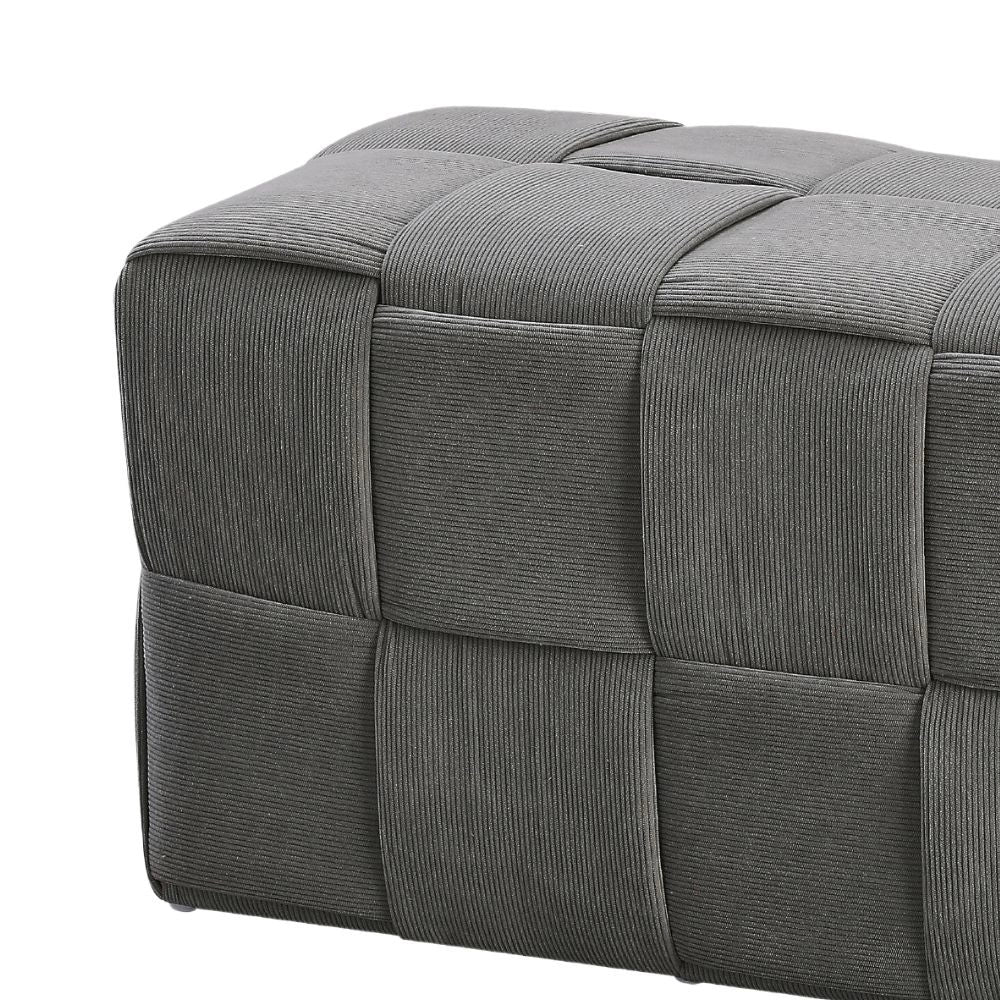 Pouf rettangolare colore grigio effetto intrecciato Den 104x39x39H