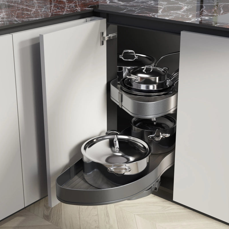 Carrello estraibile Harmony con chiusura soft, Modulo larghezza 400mm altezza 700mm, Acciaio e Legno, Grigio antracite
