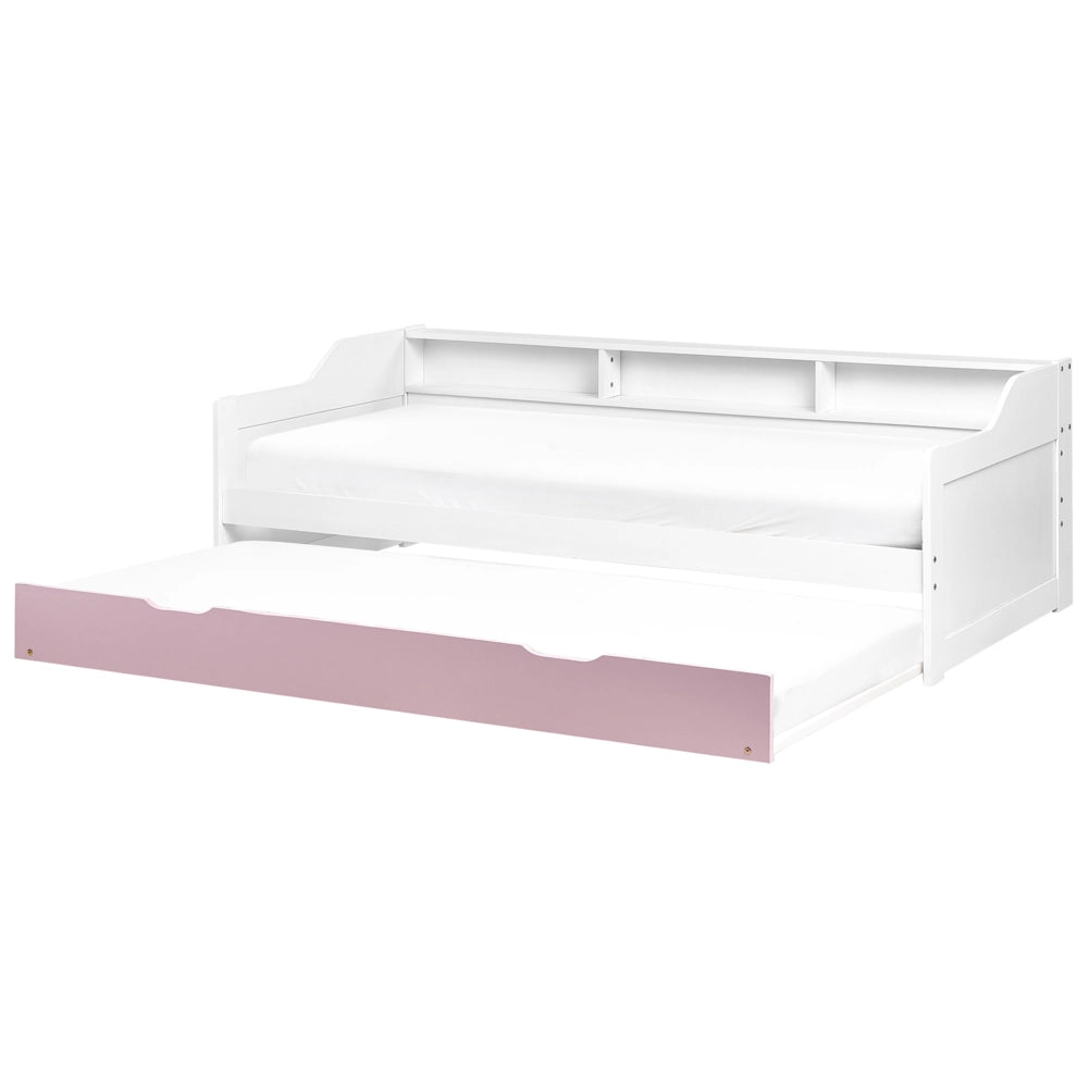 Letto a scomparsa in pino bianco e rosa letto da giorno con struttura in velluto misura singola 90 x 200 cm Telaio a doghe